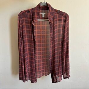 Burberry Red and Black Casual Button Down Shirt crepe silk